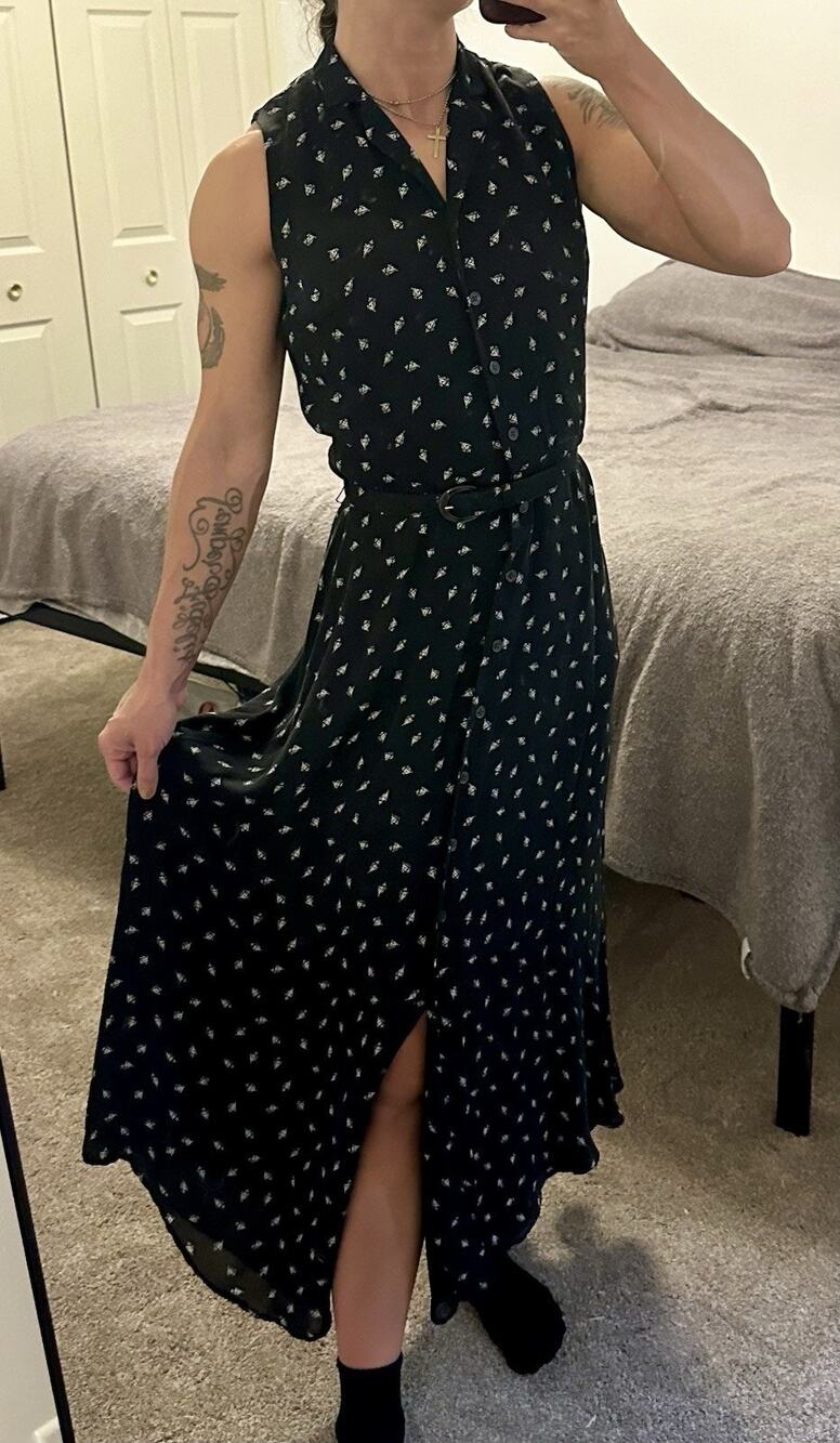 Lauren Ralph Lauren Vintage Silk Maxi Dress Black White Floral Sleeveless 10P